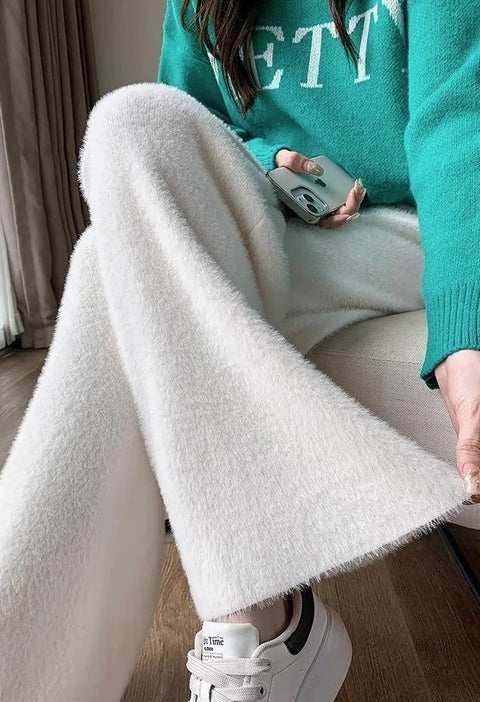 Autumn Winter Loose Drape Casual Knitted Thickened Wide-Leg Pant CODE: KAR2529