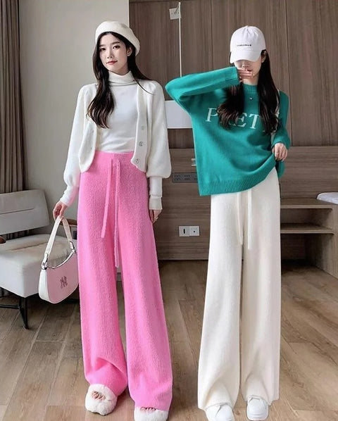 Autumn Winter Loose Drape Casual Knitted Thickened Wide-Leg Pant CODE: KAR2529