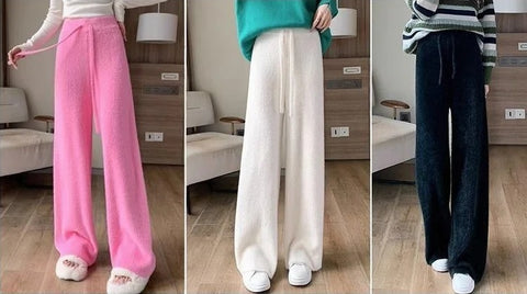 Autumn Winter Loose Drape Casual Knitted Thickened Wide-Leg Pant CODE: KAR2529