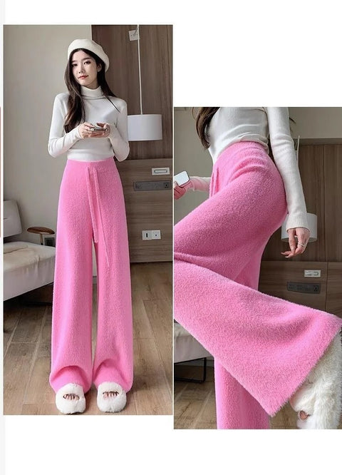 Autumn Winter Loose Drape Casual Knitted Thickened Wide-Leg Pant CODE: KAR2529