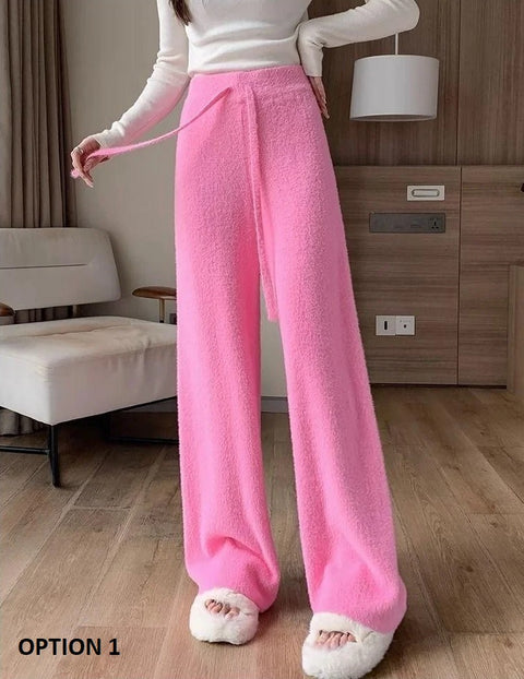 Autumn Winter Loose Drape Casual Knitted Thickened Wide-Leg Pant CODE: KAR2529
