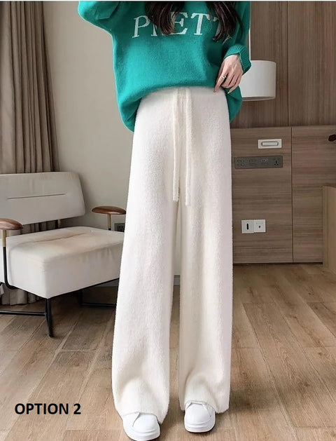 Autumn Winter Loose Drape Casual Knitted Thickened Wide-Leg Pant CODE: KAR2529