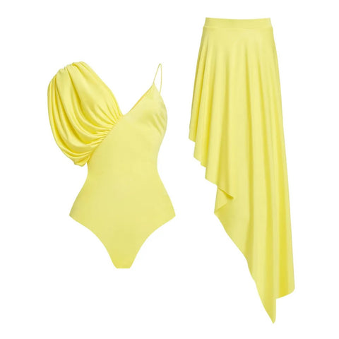 New Asymmetrical Sling One Piece Skirt Bikini Cove Up Swimwear CODE: KAR2530