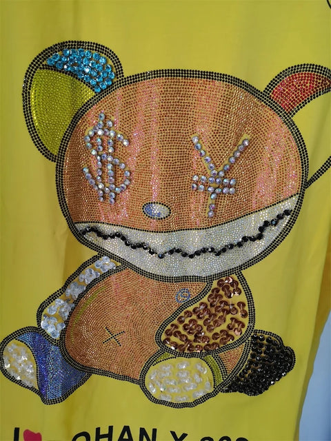 Summer Harajuku Bear Diamonds Loose T Shirt CODE: KAR2532