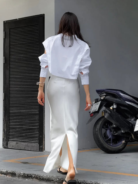 Elegant Summer Fashion Casual High Waist Solid Long Skirt CODE: KAR2534