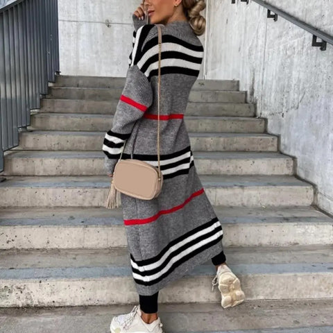 Autumn Winter Casual Scarf Collar Long Sleeve Open Front Knitted Jacket CODE: KAR2535