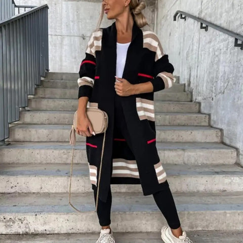 Autumn Winter Casual Scarf Collar Long Sleeve Open Front Knitted Jacket CODE: KAR2535