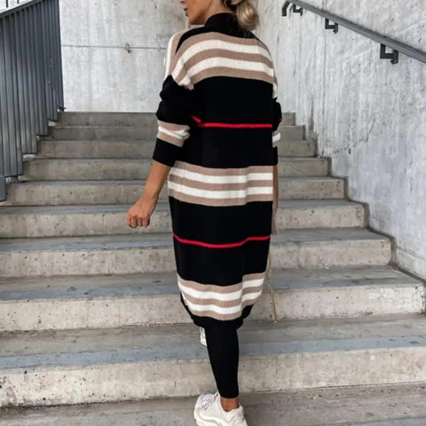 Autumn Winter Casual Scarf Collar Long Sleeve Open Front Knitted Jacket CODE: KAR2535