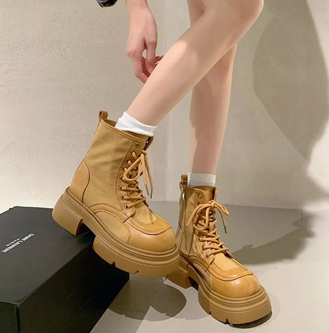 Winter Ankle Fashion Lace Up Thick Bottom Street Style Boot CODE: KAR2540