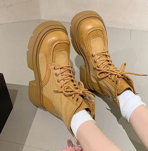 Winter Ankle Fashion Lace Up Thick Bottom Street Style Boot CODE: KAR2540