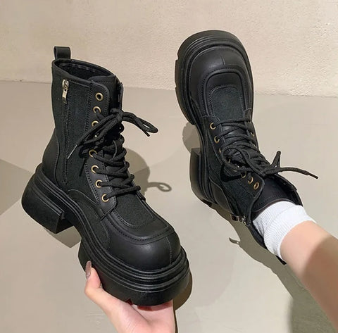 Winter Ankle Fashion Lace Up Thick Bottom Street Style Boot CODE: KAR2540