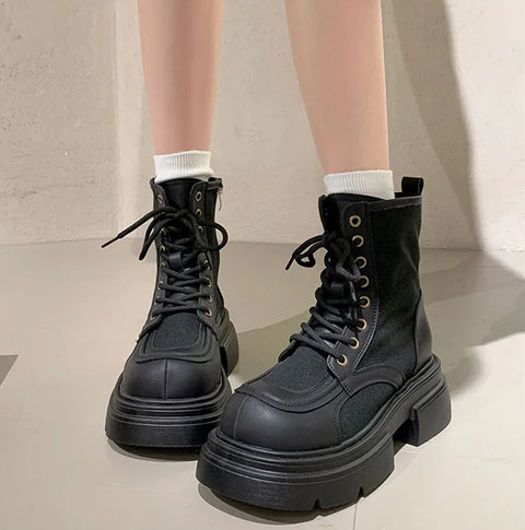 Winter Ankle Fashion Lace Up Thick Bottom Street Style Boot CODE: KAR2540