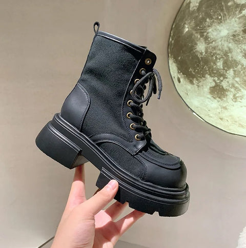 Winter Ankle Fashion Lace Up Thick Bottom Street Style Boot CODE: KAR2540