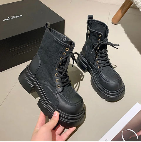 Winter Ankle Fashion Lace Up Thick Bottom Street Style Boot CODE: KAR2540