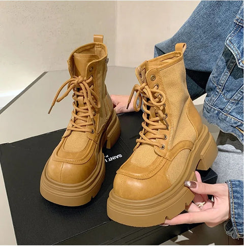 Winter Ankle Fashion Lace Up Thick Bottom Street Style Boot CODE: KAR2540
