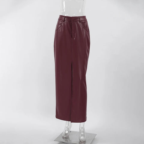 Autumn Winter Casual High Waist Slit Skirt CODE: KAR2541
