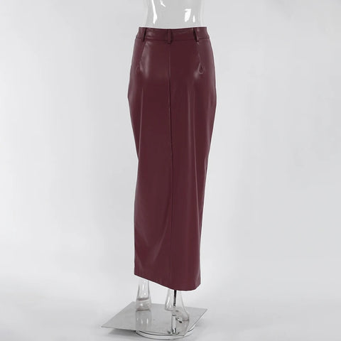 Autumn Winter Casual High Waist Slit Skirt CODE: KAR2541