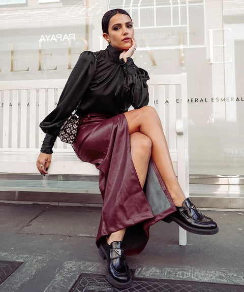 Autumn Winter Casual High Waist Slit Skirt CODE: KAR2541
