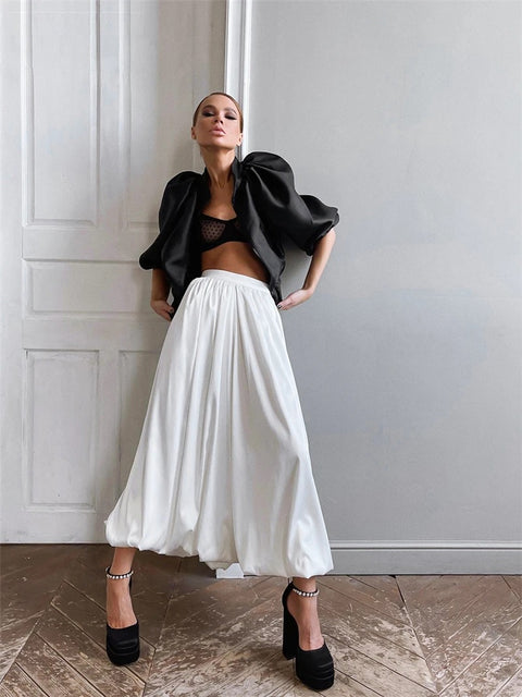 Summer Fashion A-line High Waist Mid-Length Loose Long Puff Skirt CODE: KAR2543