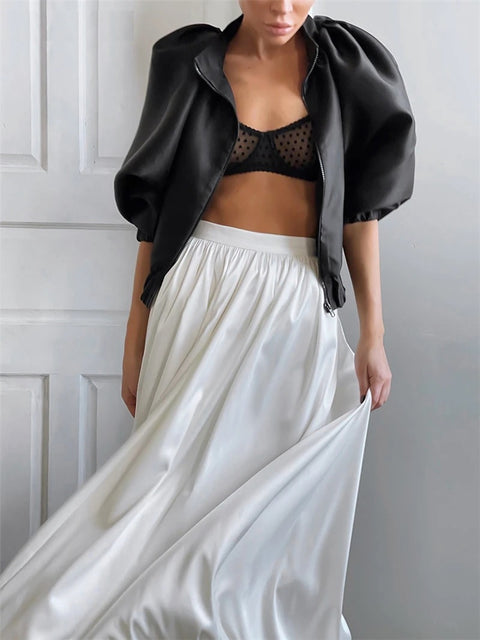 Summer Fashion A-line High Waist Mid-Length Loose Long Puff Skirt CODE: KAR2543