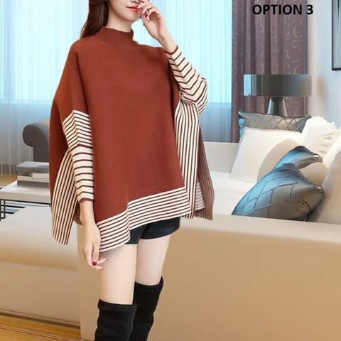 New Autumn And Winter Turtleneck Stripe Loose Knitted Pullover CODE: KAR2544