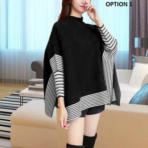 New Autumn And Winter Turtleneck Stripe Loose Knitted Pullover CODE: KAR2544