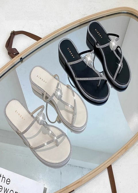 Summer Luxury Fashion Crystals Big Havaiana Peep Toe Mule Flat CODE: KAR2545