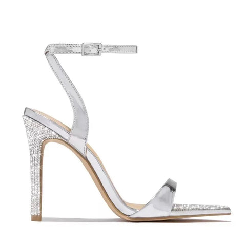 New Summer  Luxury Fashion Sexy Crystal Strap Leather Pointed Toe Stiletto High Heel CODE: KAR2548