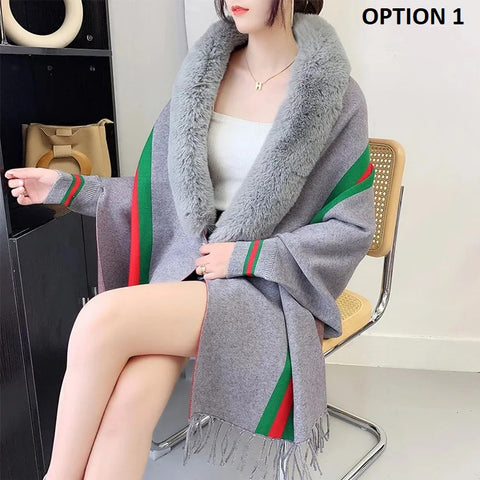New Autumn Winter Fashion Imitation Wool Collar Warm Tassels  Knitted Shawl CODE: KAR2550