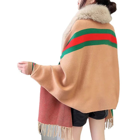 New Autumn Winter Fashion Imitation Wool Collar Warm Tassels  Knitted Shawl CODE: KAR2550