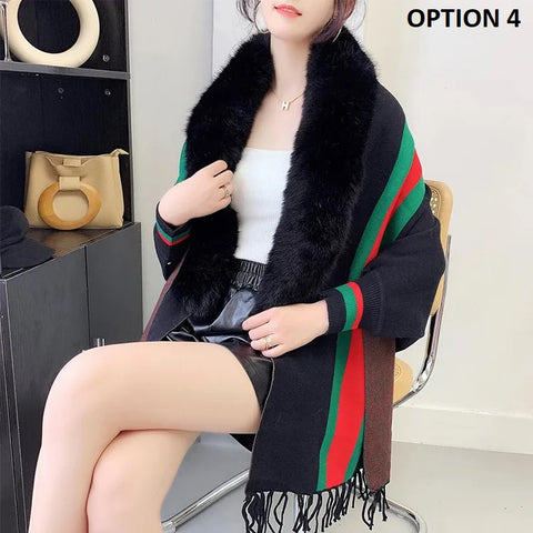 New Autumn Winter Fashion Imitation Wool Collar Warm Tassels  Knitted Shawl CODE: KAR2550