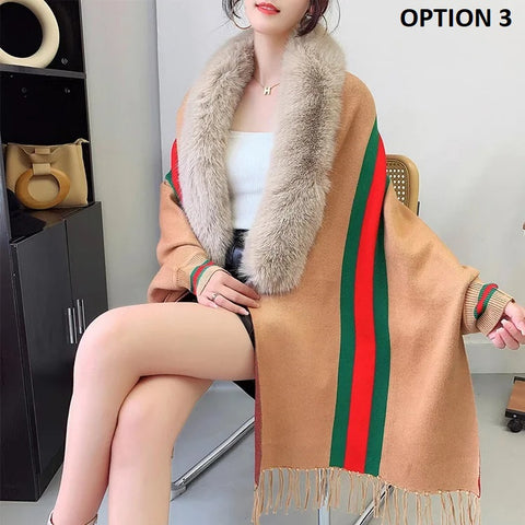 New Autumn Winter Fashion Imitation Wool Collar Warm Tassels  Knitted Shawl CODE: KAR2550