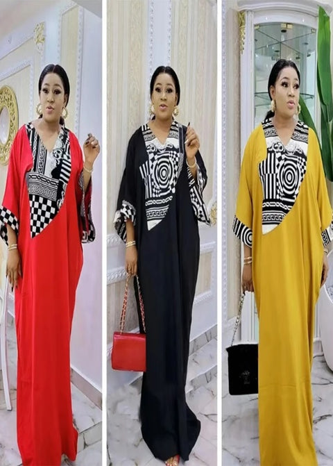 Summer Elegant V neck Patchwork Long Maxi Dress CODE: KAR2552