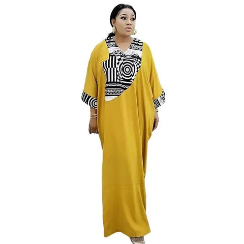 Summer Elegant V neck Patchwork Long Maxi Dress CODE: KAR2552