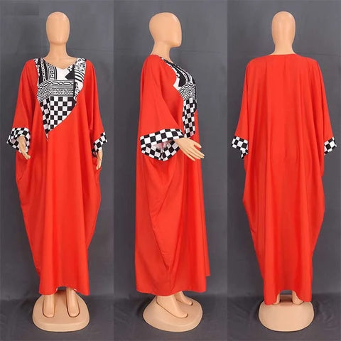 Summer Elegant V neck Patchwork Long Maxi Dress CODE: KAR2552