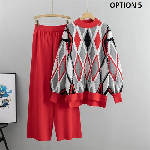 New Knitted Turtleneck Sweater +  Pullover Loose Pants 2 piece Set CODE: KAR2563