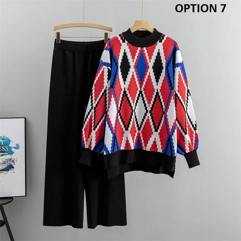 New Knitted Turtleneck Sweater +  Pullover Loose Pants 2 piece Set CODE: KAR2563