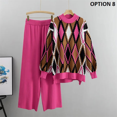 New Knitted Turtleneck Sweater +  Pullover Loose Pants 2 piece Set CODE: KAR2563