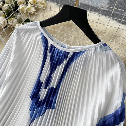 Summer Loose Fitting and Slim Casual Bat Sleeve Printed Dress CODE: KAR2568