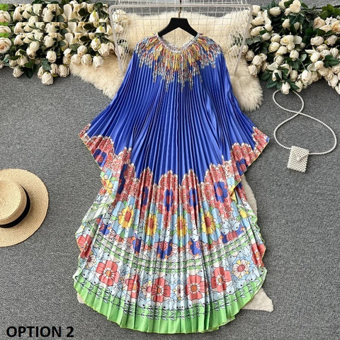Summer Loose Fitting and Slim Casual Bat Sleeve Printed Dress CODE: KAR2568