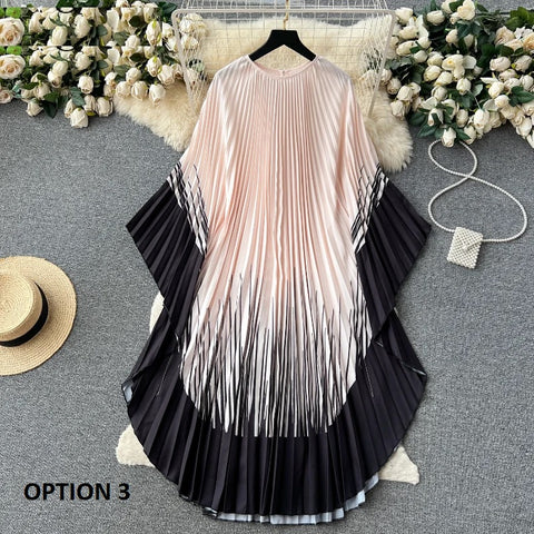Summer Loose Fitting and Slim Casual Bat Sleeve Printed Dress CODE: KAR2568
