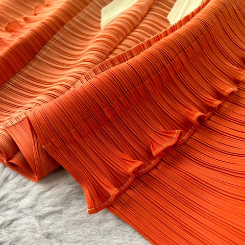 Autumn Casual V-neck Sash Tie Up Gradient Ruffled Pleated Midi Dress CODE: KAR2571