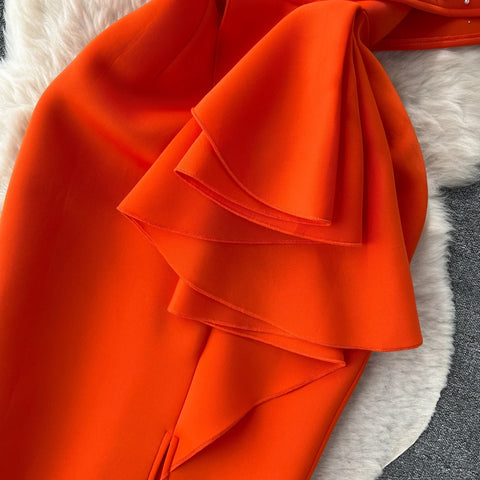 New Sexy Elegant High Waist Rhine Stone Pleated Split Fairy Slim Hip Wrap Dress CODE: KAR2572