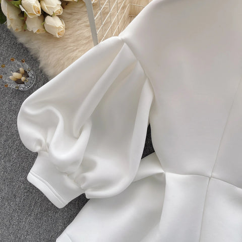 Summer V-neck Three-dimensional Flower Bubble Sleeve Top CODE: KAR2573
