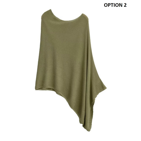 New Autumn Loose Lazy Asymmetric Design See-through Fine Needle Cape Top CODE: KAR2585