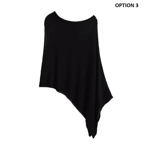 New Autumn Loose Lazy Asymmetric Design See-through Fine Needle Cape Top CODE: KAR2585