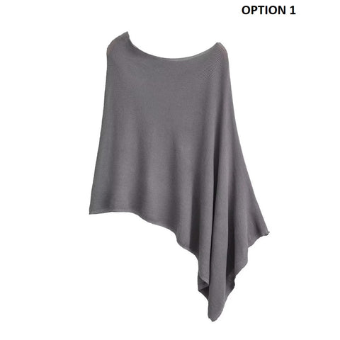 New Autumn Loose Lazy Asymmetric Design See-through Fine Needle Cape Top CODE: KAR2585