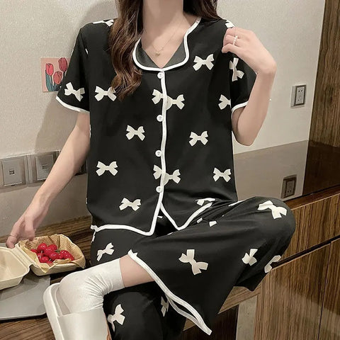 New Satin Long Pant Short 3 Piece Pajama Set CODE: KAR2589
