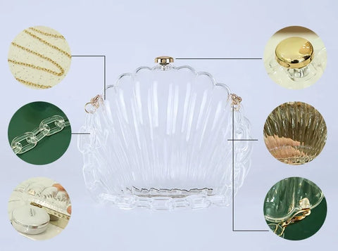 New Transparent Acrylic Designer Pearl strap Shoulder Messenger Clutch Bag CODE: KAR2590