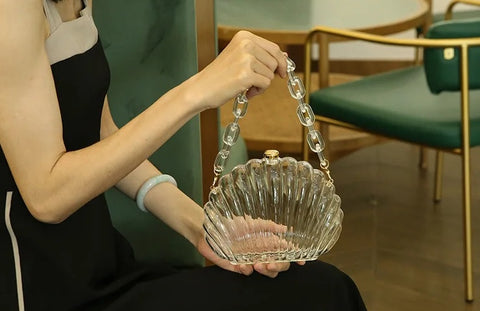 New Transparent Acrylic Designer Pearl strap Shoulder Messenger Clutch Bag CODE: KAR2590